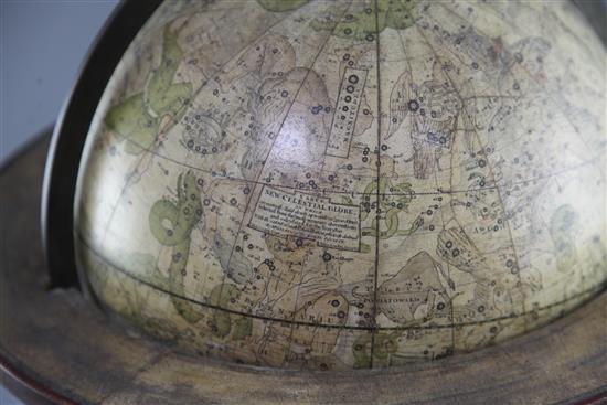 A Carys new celestial 12inch table top model globe, dated 1810, overall height 17in.